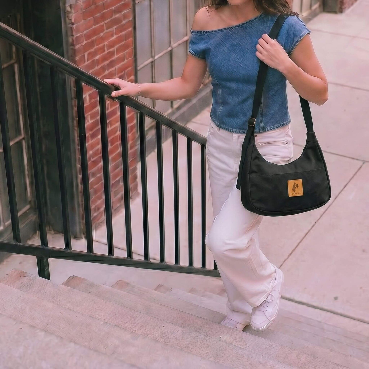 Canvas Shoulder Crescent Bag 