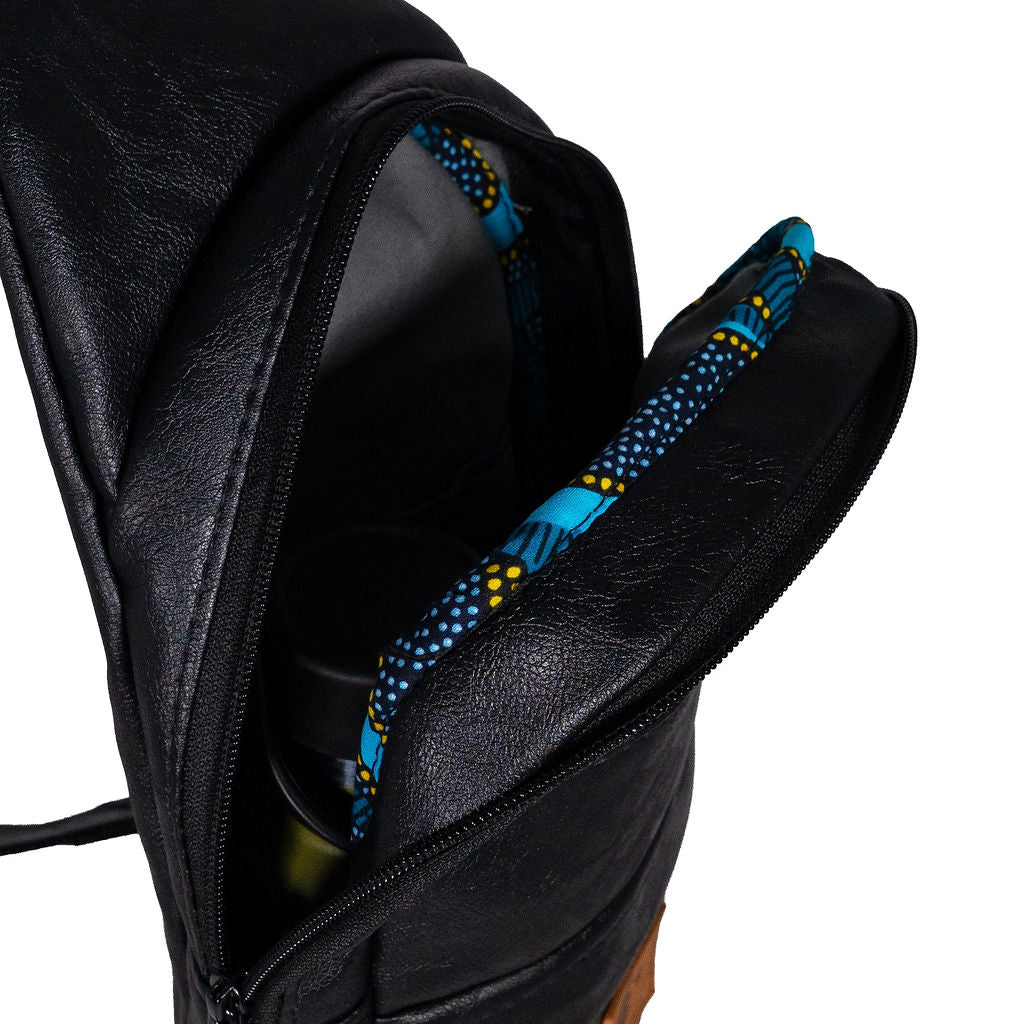 Umoja black vegan leather large crossbody sling bag 