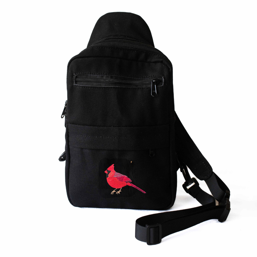 Cardinal Umoja black canvas crossbody sling bag 