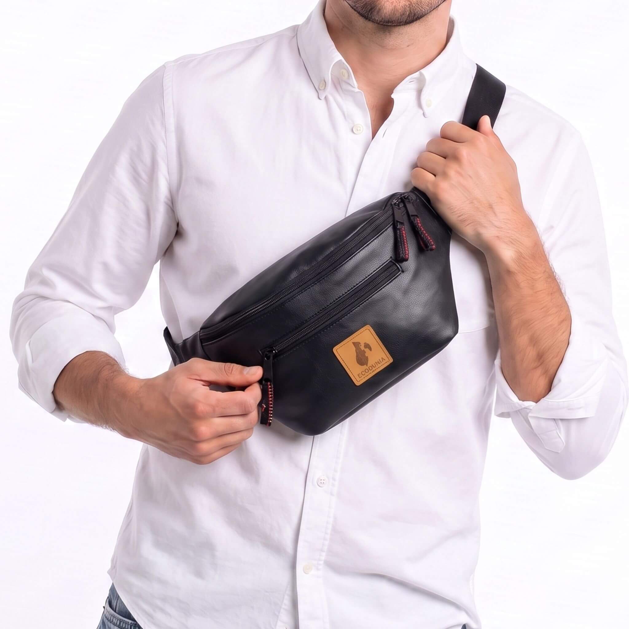 Black Vegan Crossbody Fanny Pack 
