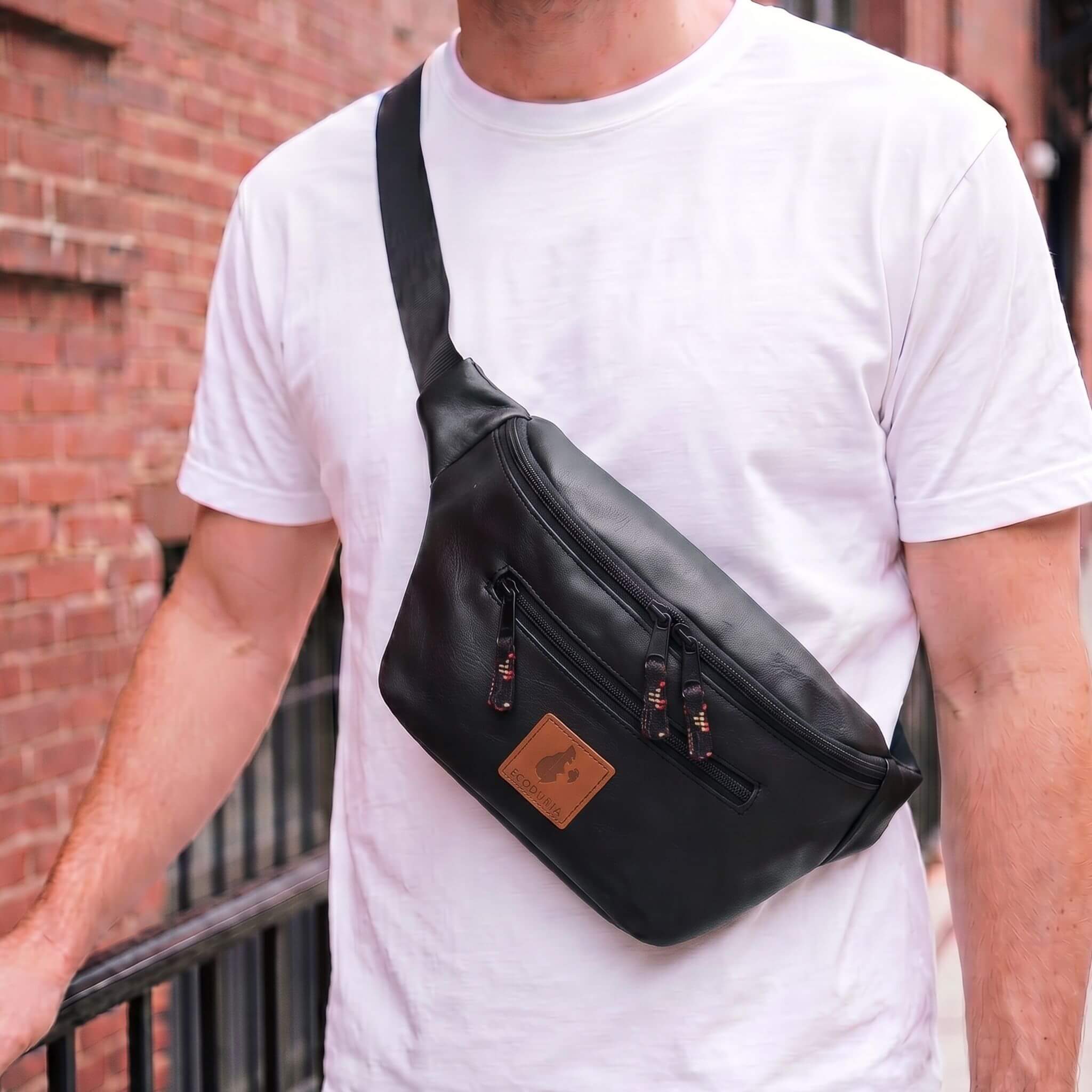 Black Vegan Crossbody Fanny Pack 
