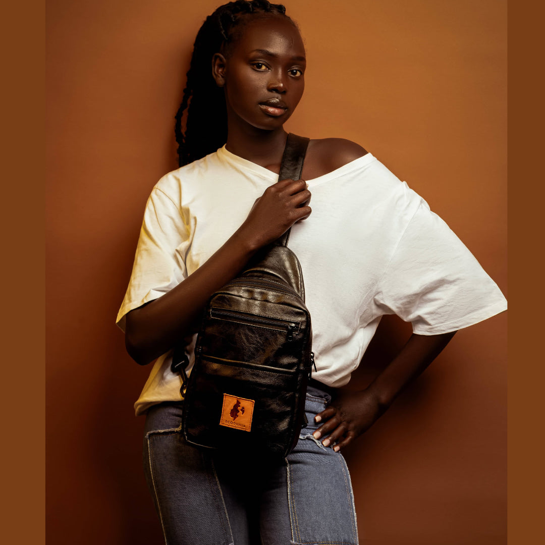 Vegan Leather Umoja Sling Bag- Black