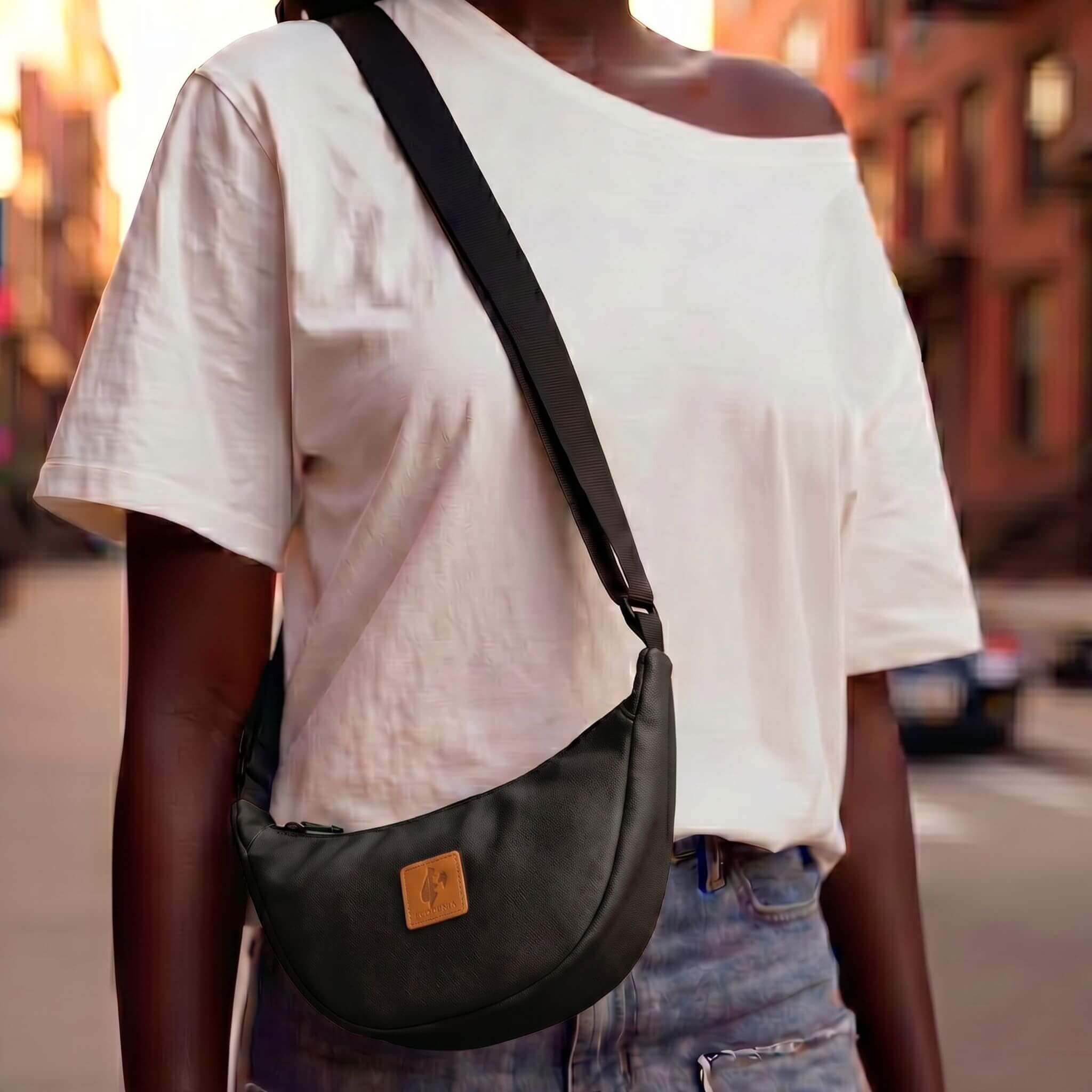 Round Mini Vegan Leather Crossbody Shoulder Bag 