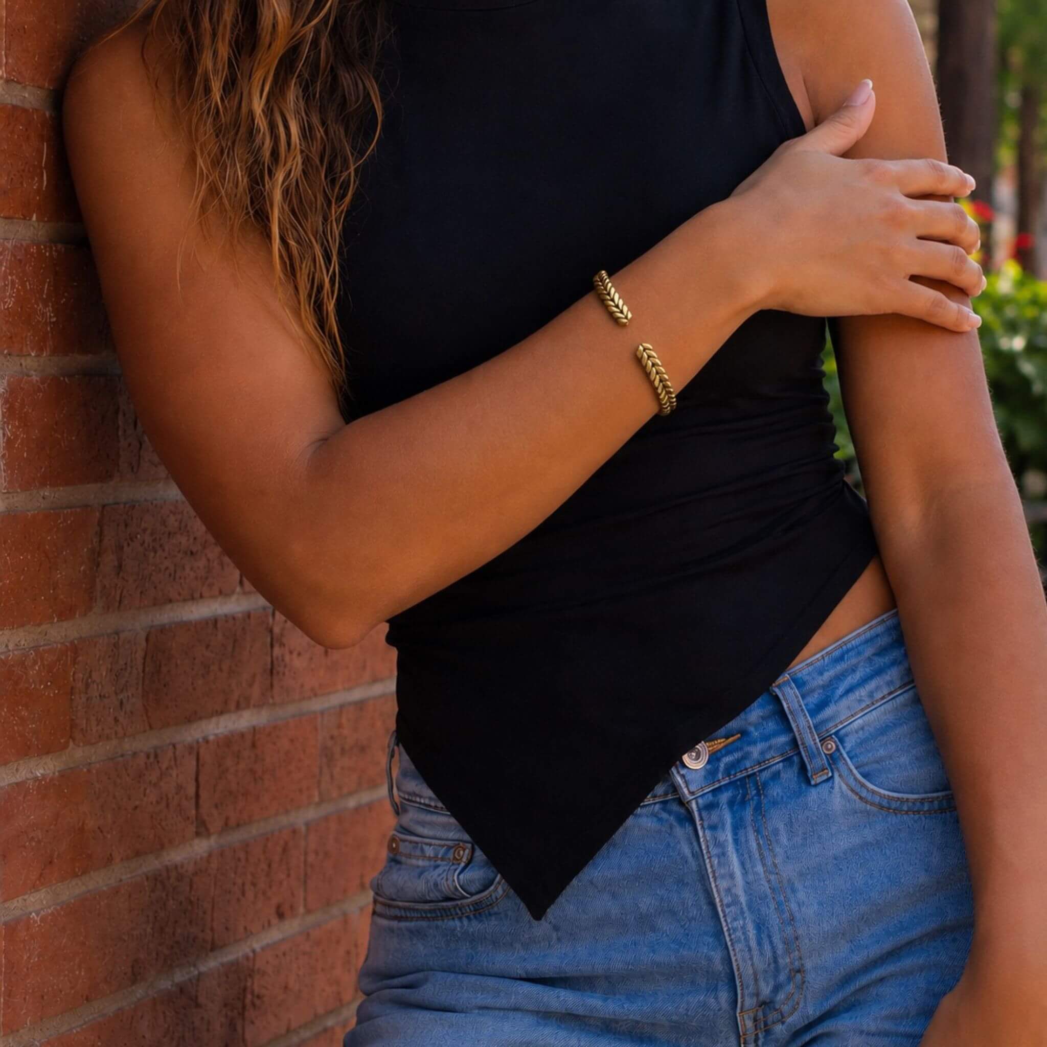 Braided Woven Brass Cuff Bracelet | Misa - EcoDunia