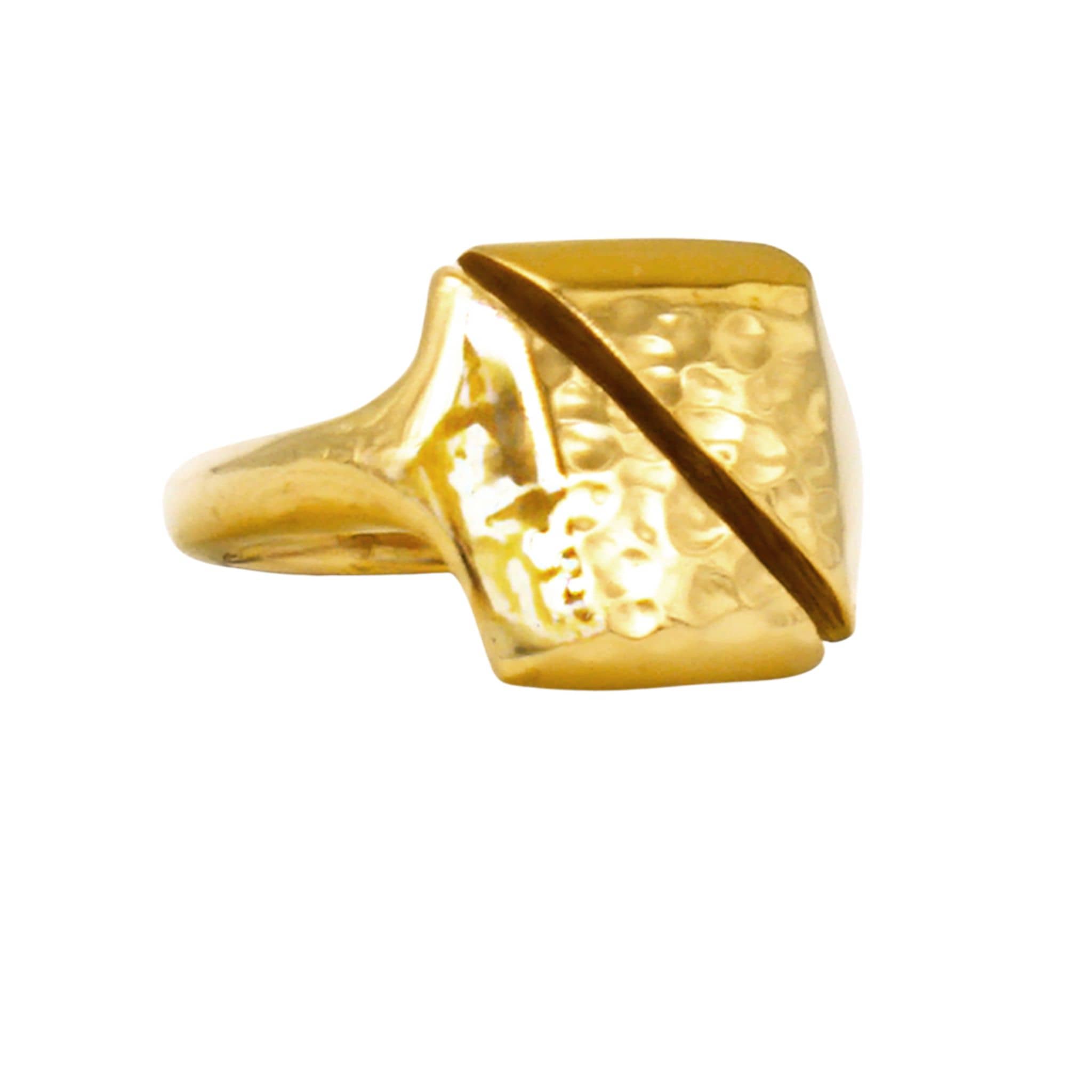 Hammered Open Brass Signet Ring for Men &amp; Women | Athi Ecodunia