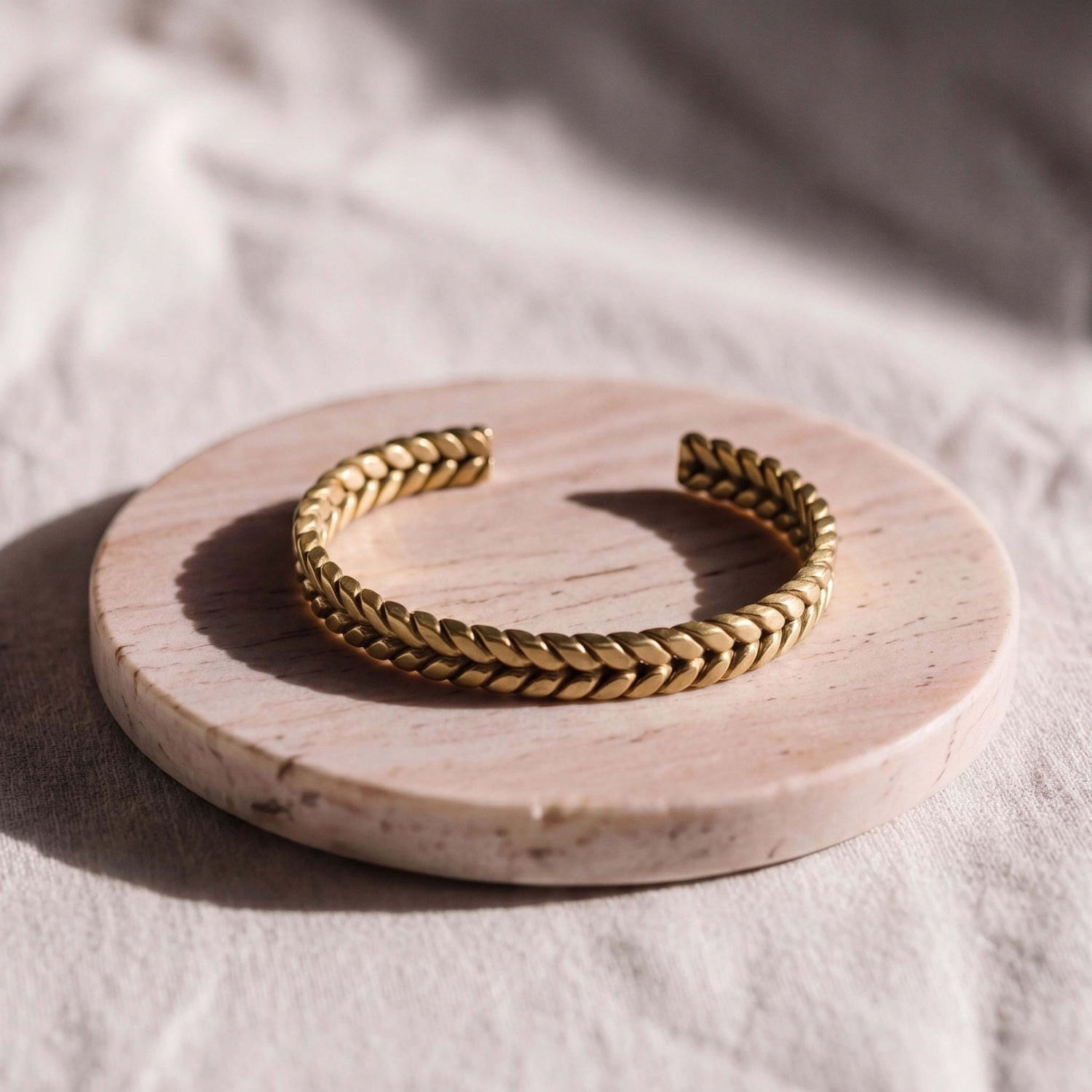 Braided Woven Brass Cuff Bracelet | Misa - EcoDunia