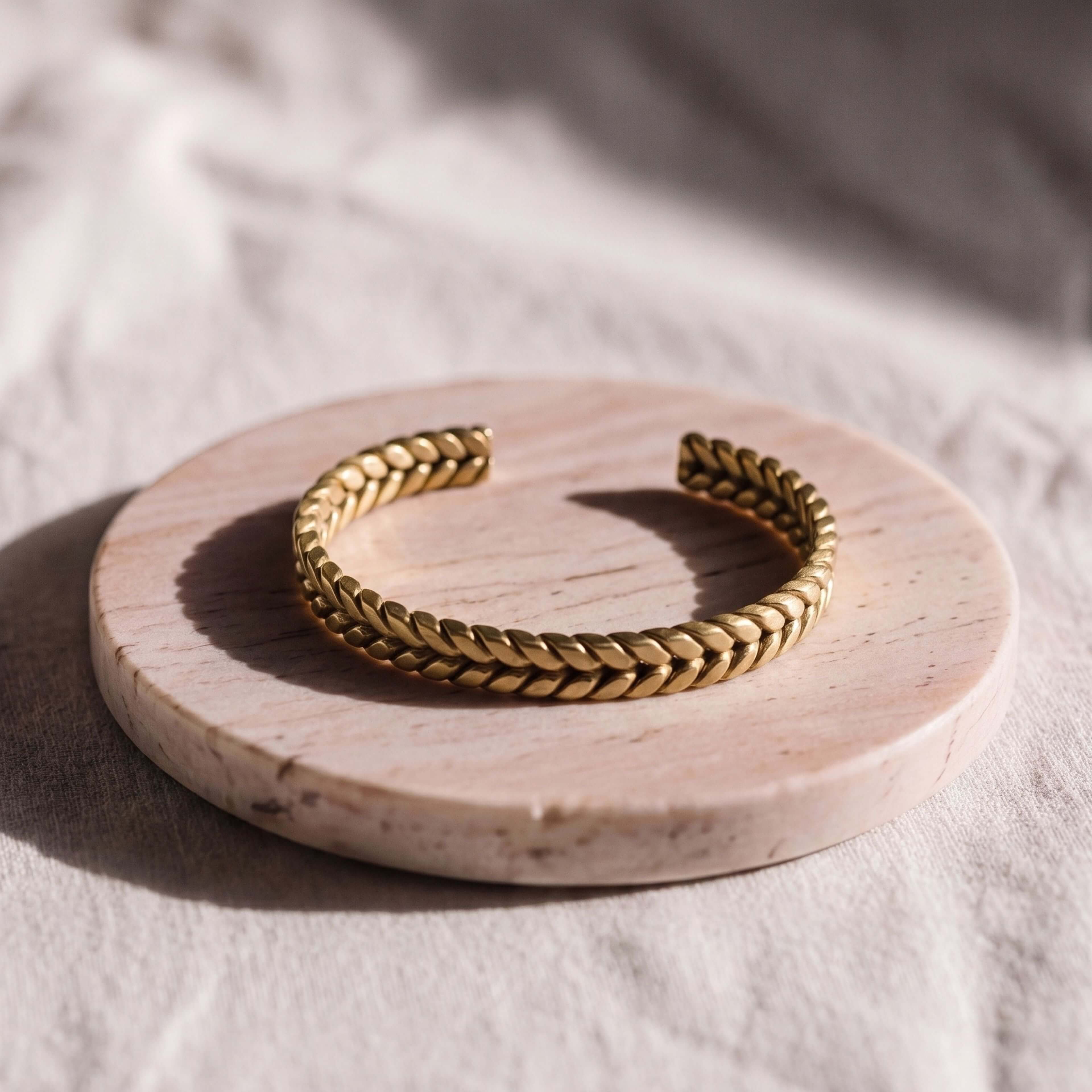 Braided Woven Brass Cuff Bracelet | Misa - EcoDunia