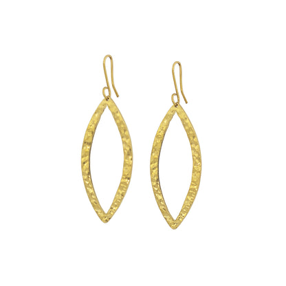 Hammered Marquise Leaf Brass Earrings | Mombasa Ecodunia