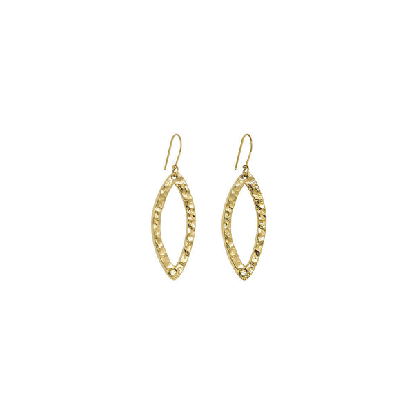 Hammered Marquise Leaf Brass Earrings | Mombasa Ecodunia
