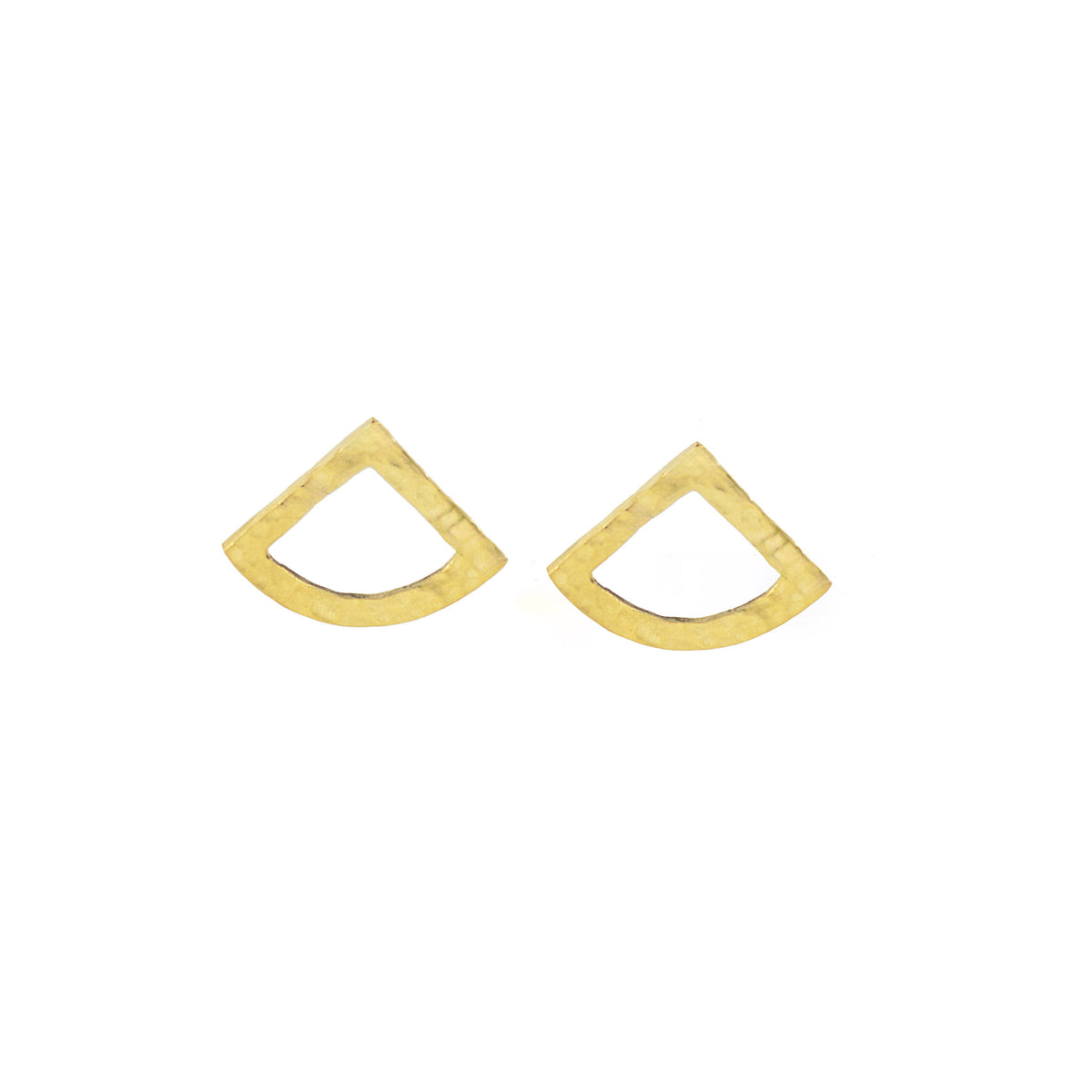Fiti brass geometric triangle post earrings flat lay showing form