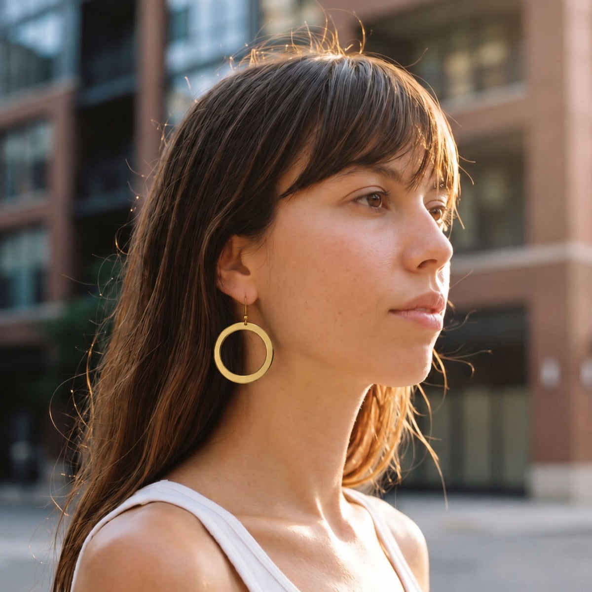 Smooth Circle Brass Hoop Earrings for Women | Sura - EcoDunia 
