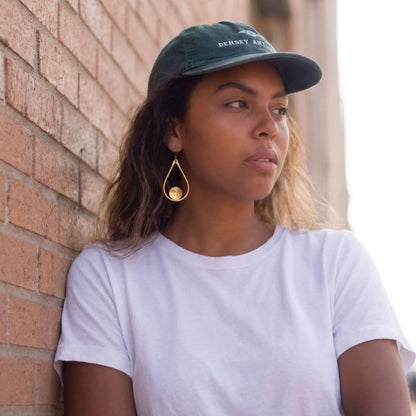 Open Teardrop with Disc Brass Earrings | Shani Ecodunia