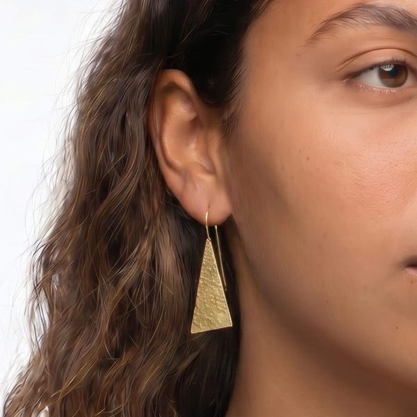Solid Triangle Brass Drop Earrings | Ziwa