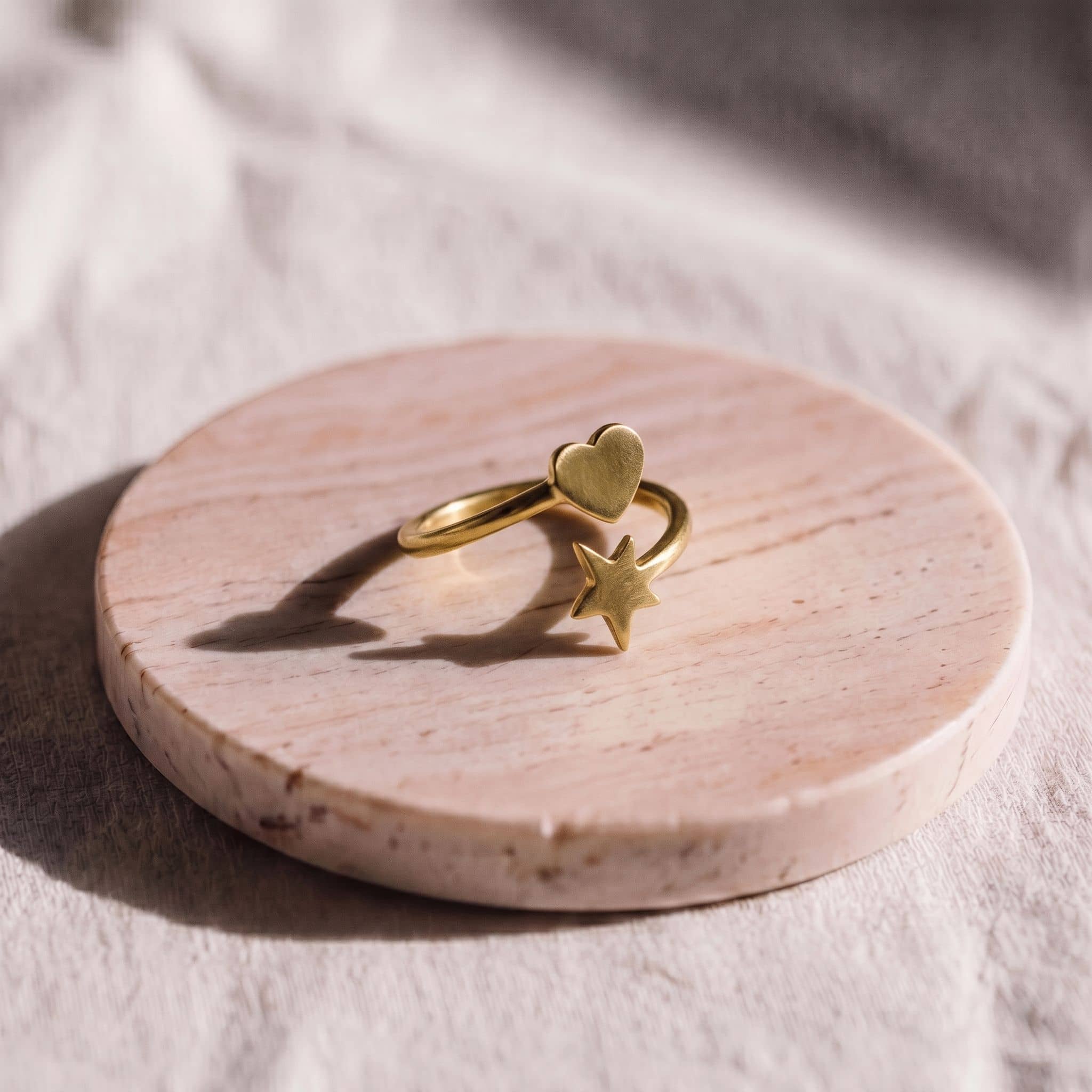 Brass Star and Heart Wrap Ring | Mira Ecodunia