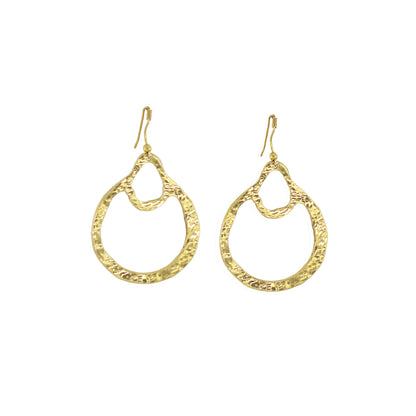 Hammered Double-Loop Brass Hoop Earrings | Kobe ECODUNIA