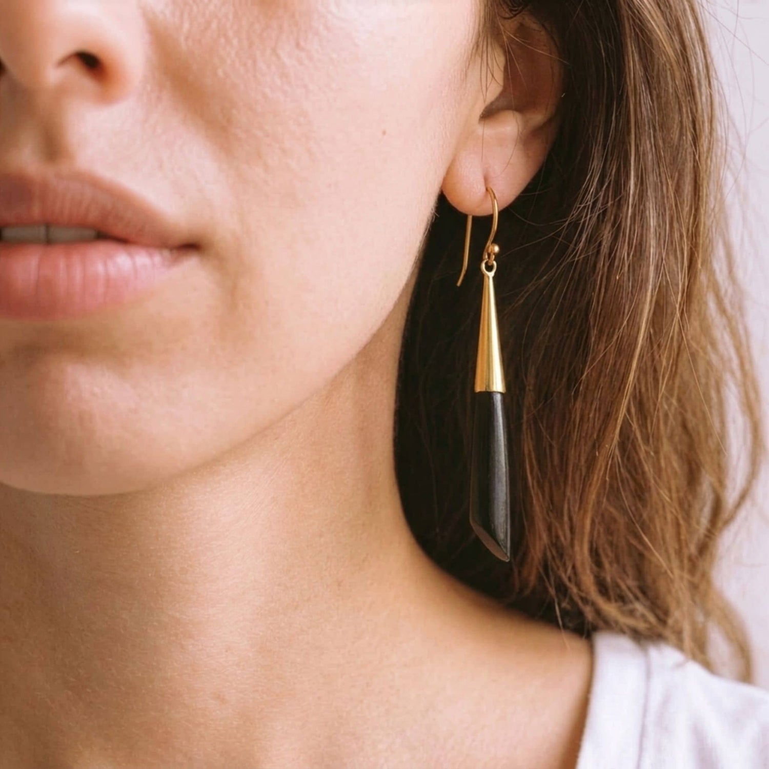 Brass &amp; Bone Teardrop Drop Earrings | Shela 