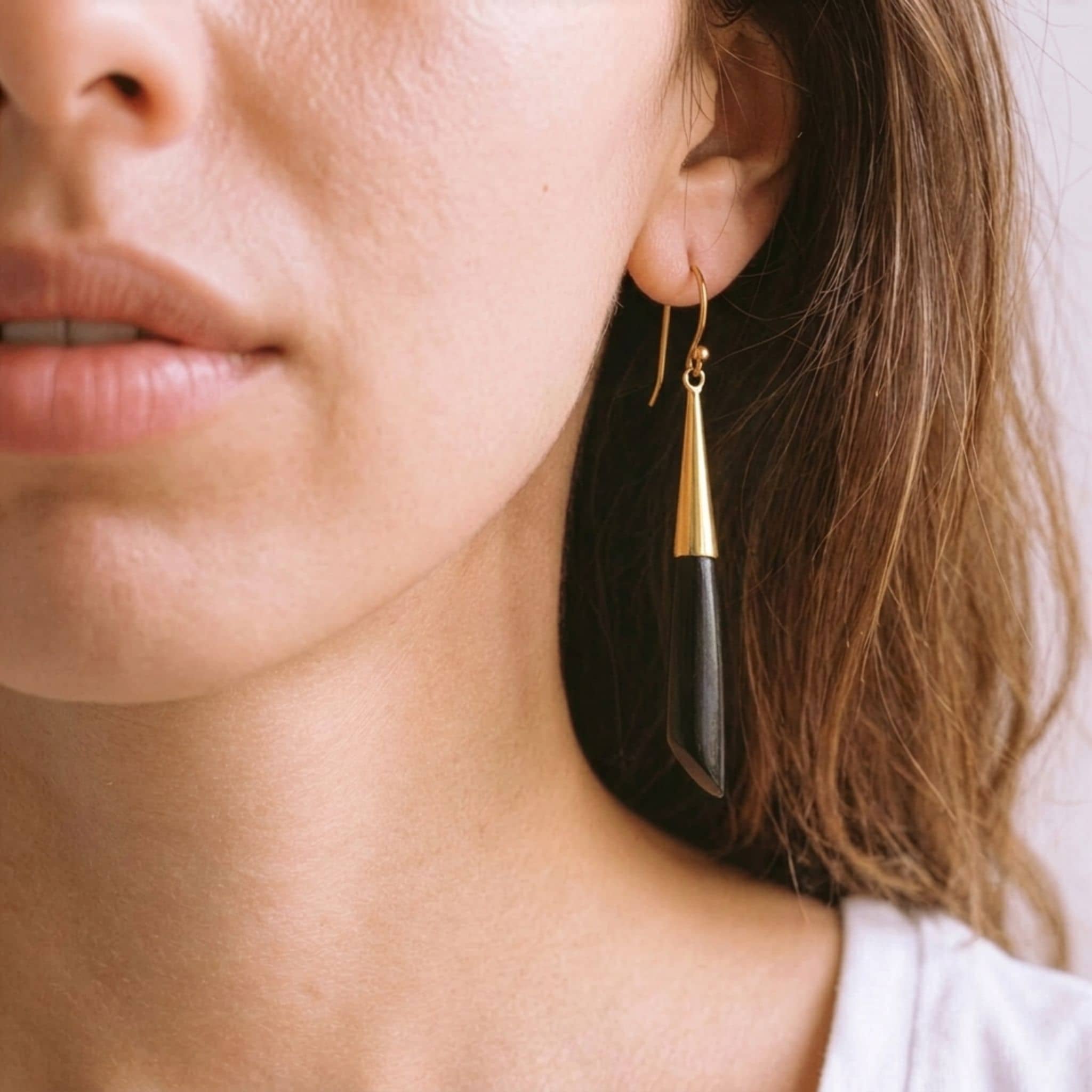 Brass &amp; Bone Teardrop Drop Earrings | Shela 
