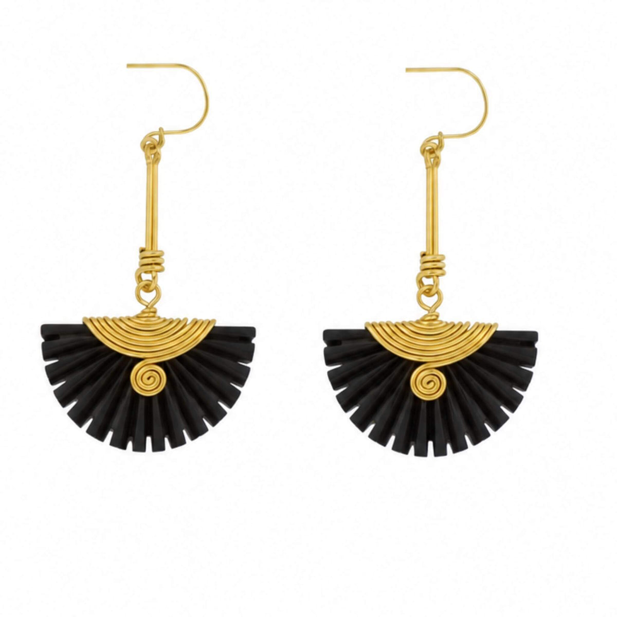 Brass &amp; Black Horn Drop Earrings for Women | Koa 