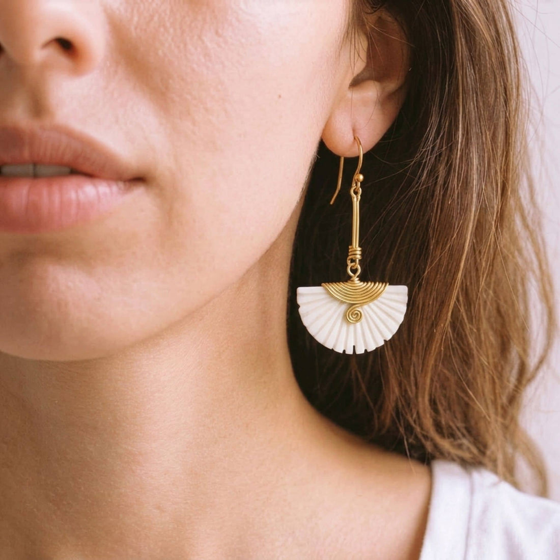 Brass &amp; Bone Drop Earrings for Women | Koa