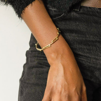 Kaya Brass Bangle – Handmade Round Link Bracelet
