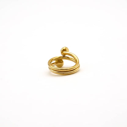 Brass Crossover Spiral Ring with Balls for Women - Kilifi
