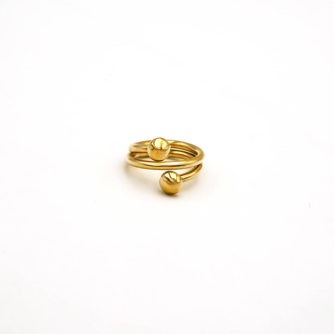 Brass Crossover Spiral Ring with Balls for Women - Kilifi