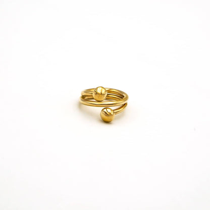 Brass Crossover Spiral Ring with Balls for Women - Kilifi