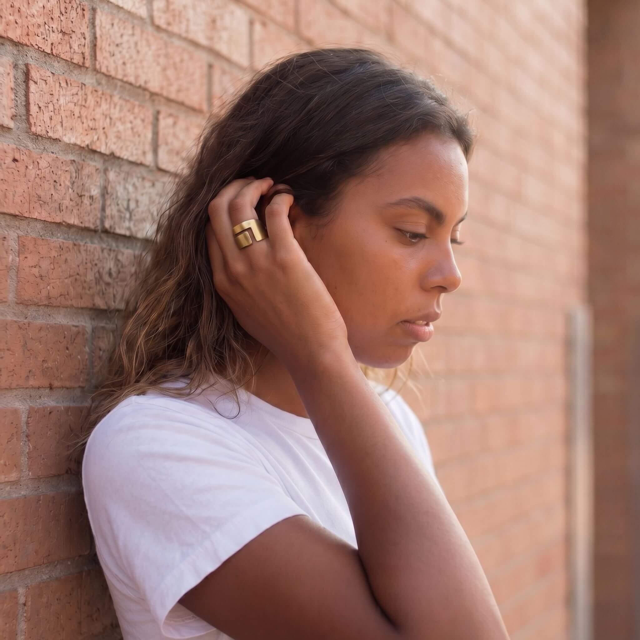 Geometric Cuff Band Brass Ring | Jinja Ecodunia