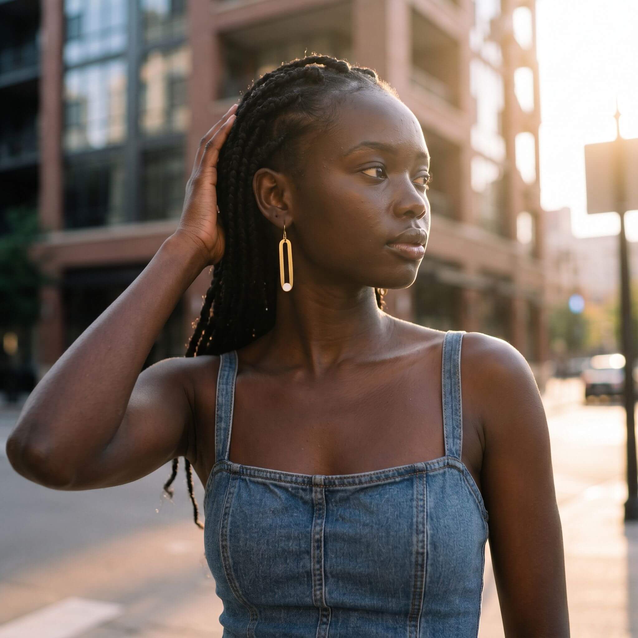 Brass &amp; Horn Drop Hoop Earrings | Lila Ecodunia 