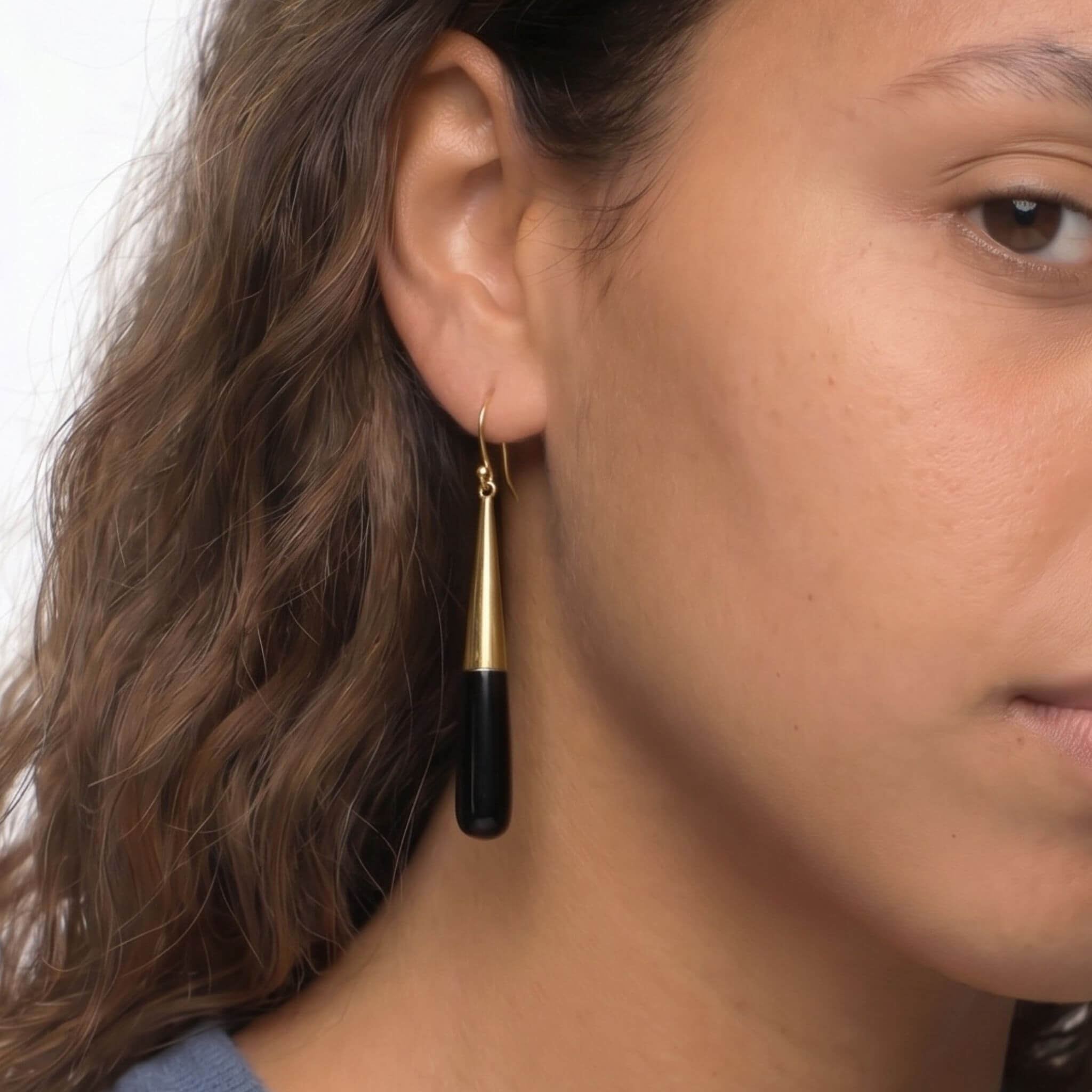 Brass &amp; Horn Teardrop Dangle Earrings | Guru Ecodunia 