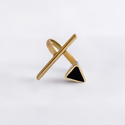 Nyota Brass Bar and Triangular Adjustable Ring for Women
