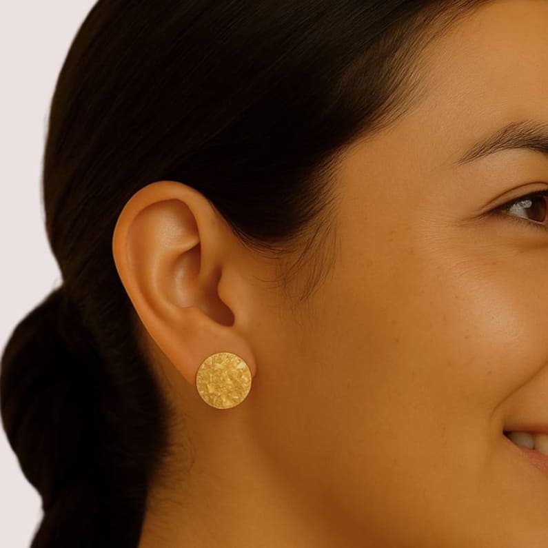 Poa Brass Stud Earrings for Men and Women