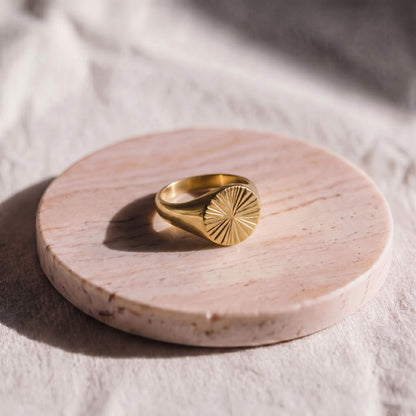 Brass Sunburst Signet Ring | Nila