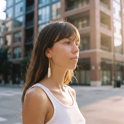 Brass &amp; Bone Teardrop Drop Earrings | Shela 