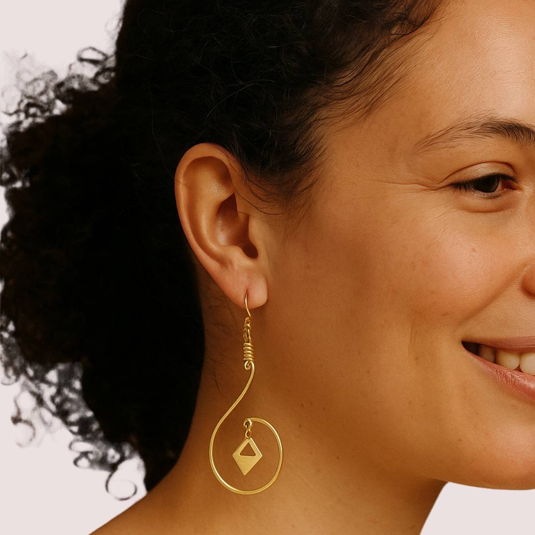Nuru Brass Wire Work Earrings for Women