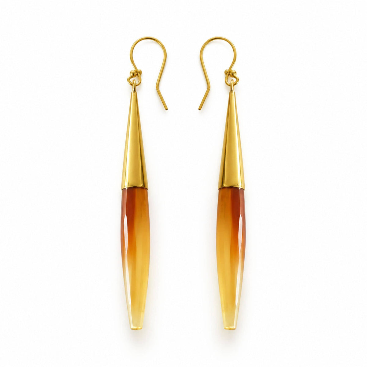 Brass and Brown Horn Spike Drop Earrings | Luna - EcoDunia 