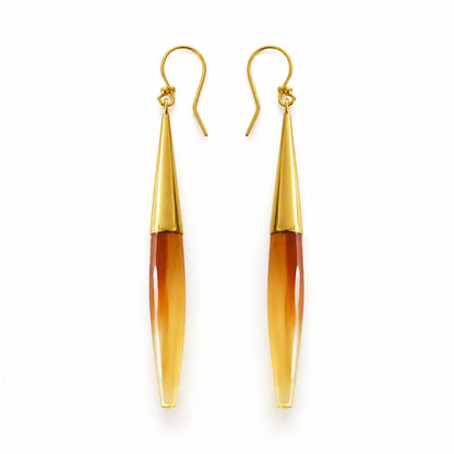 Brass and Brown Horn Spike Drop Earrings | Luna - EcoDunia 
