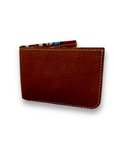 Patterned Leather Bifold Slim Wallet - Brick Red