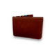 Patterned Leather Bifold Slim Wallet - Brick Red