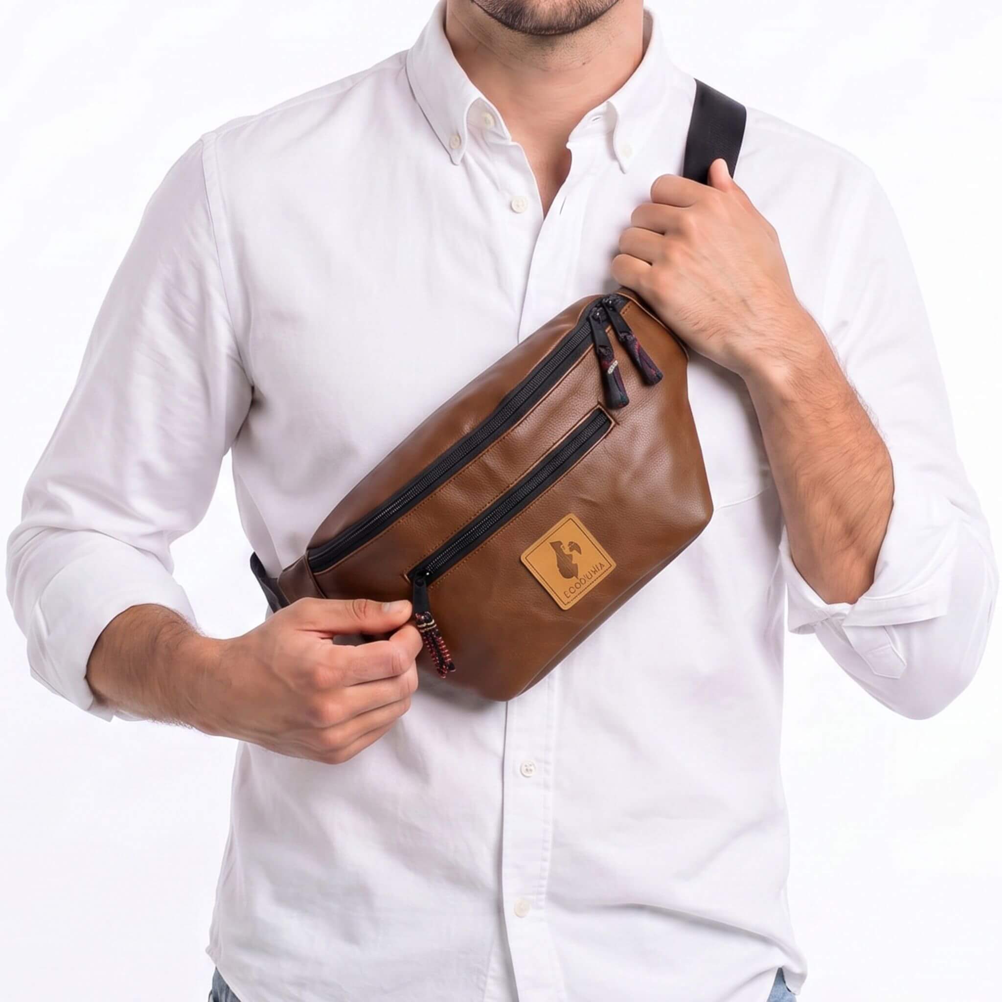 Dark Tan Vegan Crossbody Fanny Pack 