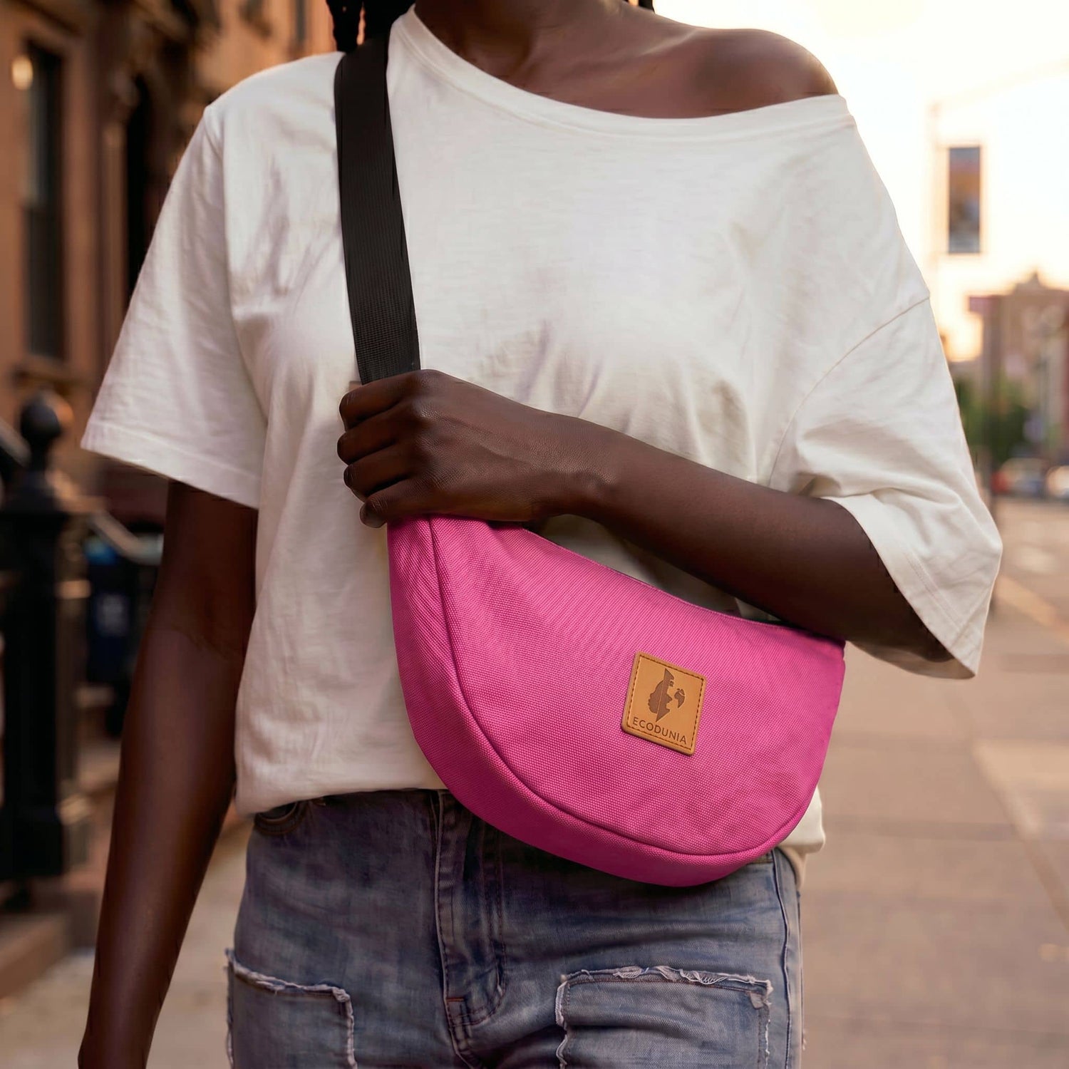 Canvas Forest Green Round Mini Shoulder Bag 