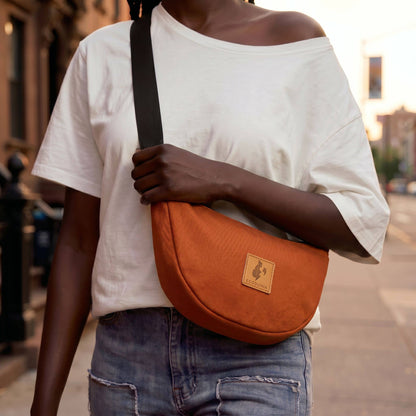 Canvas Forest Green Round Mini Shoulder Bag 