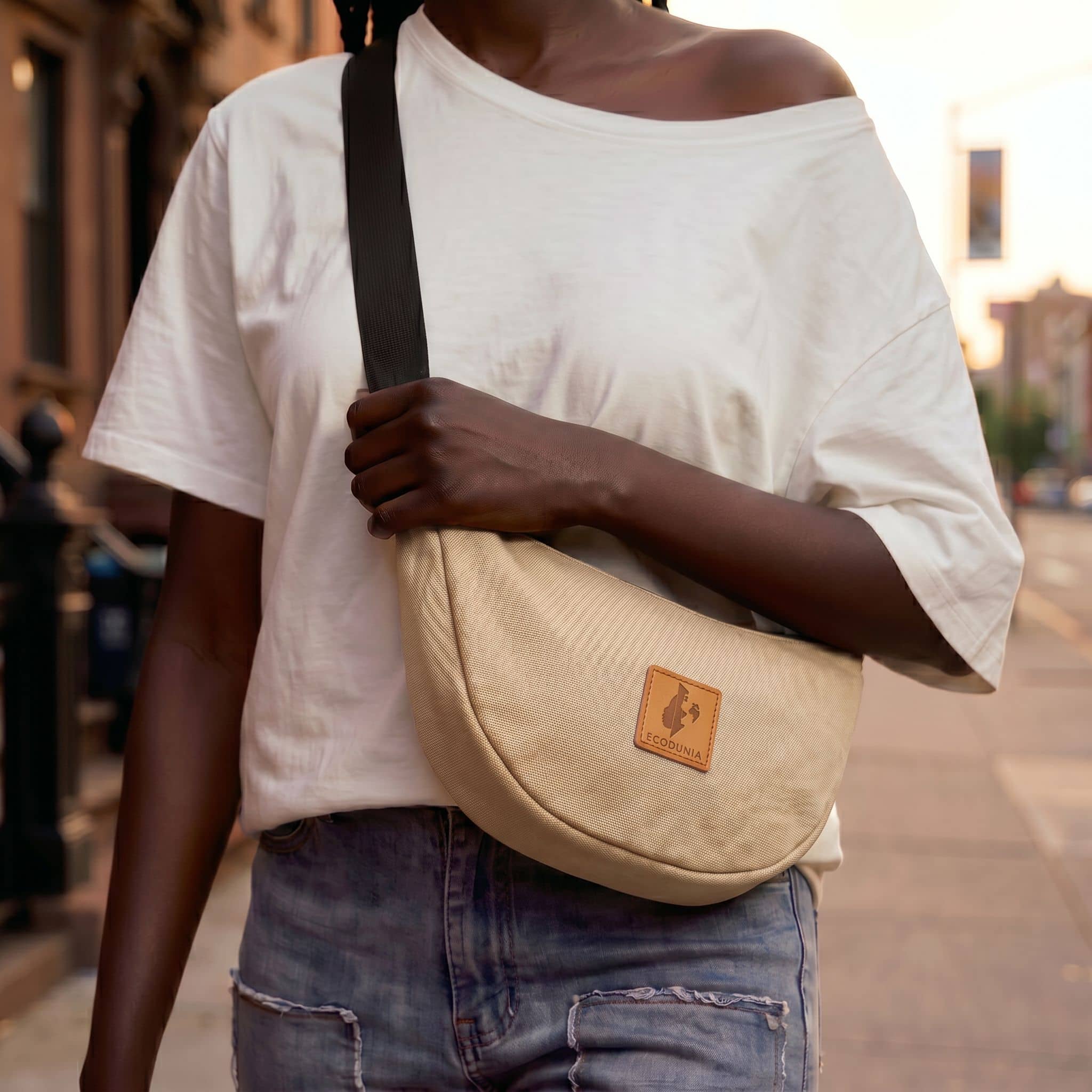 Canvas Forest Green Round Mini Shoulder Bag 