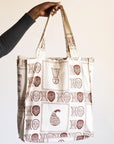 Canvas Beach Tote Bag - Brown Tribal