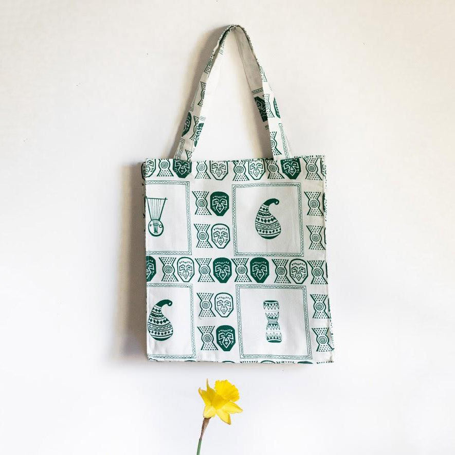Canvas Tote Bag - Green Tribal