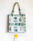 Canvas Beach Tote Bag - Green Tribal