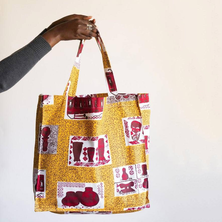 Canvas Tote Bag - Yellow African Print
