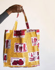 Canvas Beach Tote Bag - Yellow African Print