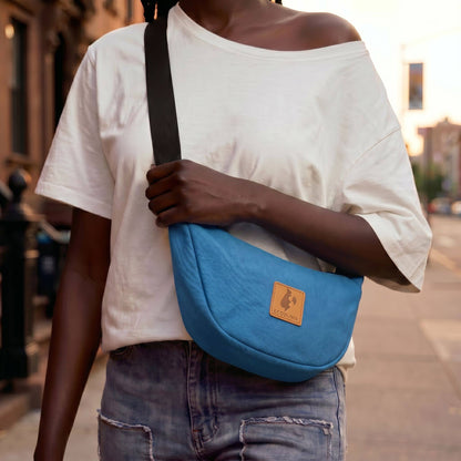 Canvas Forest Green Round Mini Shoulder Bag 