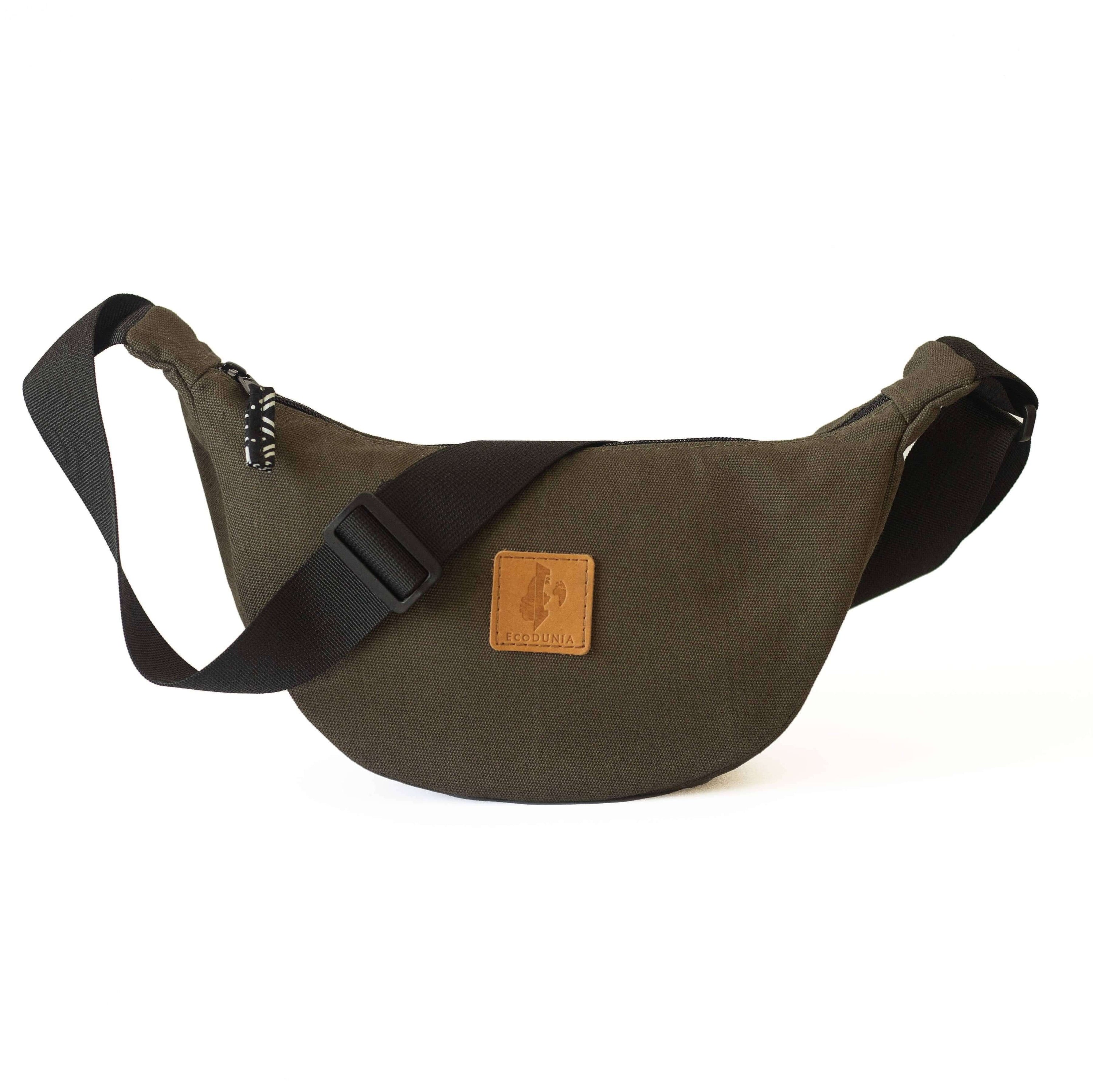 Canvas Forest Green Round Mini Shoulder Bag 